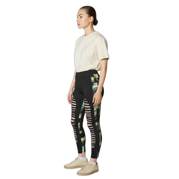 Womens L/XL Colorful Slashed Leggings - Picture 1 of 9